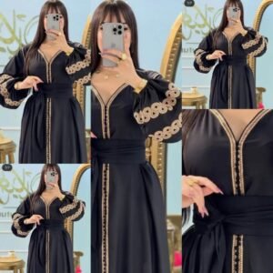 قفطان مغربي عصري من ثوب كريب روز (Crep Rosa)